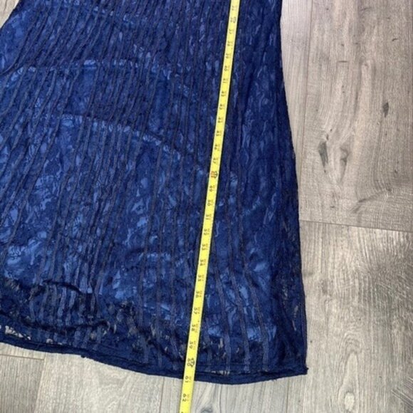 JS Collections NWT Boat Neck Beaded Blouson Gown Dress in Navy Size 8 MSRP $348 - Picture 4 of 14